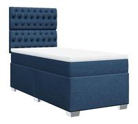 Eleganz Lit à sommier tapissier avec matelas 90 x 190 cm - Housse en tissu bleu pour chambre à coucher, confort et stabilité - Idéal pour les petits espaces