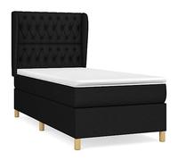 Eleganz Lit à sommier tapissier avec matelas 90 x 190 cm - Housse en tissu noir - Système de sommeil de luxe pour un sommeil réparateur - Idéal pour les petits espaces