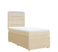 Eleganz Lit à sommier tapissier avec matelas 90 x 190 cm - Housse en tissu pour chambre à coucher - Confortable et durable - Peu encombrant pour les petits espaces - Couleur crème