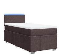 Eleganz Lit à sommier tapissier avec matelas 90 x 190 cm marron foncé - Housse en tissu pour un sommeil réparateur, confort de qualité supérieure et aménagement élégant de l'espace de vie