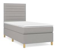 Eleganz Lit à sommier tapissier avec matelas 90 x 190 cm - Tissu gris clair - Système de sommeil confortable pour chambre à coucher, durable et moderne - Idéal pour les petits espaces
