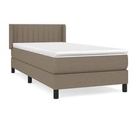 Eleganz Lit à sommier tapissier avec matelas, 90 x 200 cm, en tissu taupe, confortable, pour la chambre à coucher, durable et optimisé de l'espace de rangement, idéal pour les petits espaces