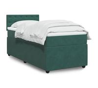 Eleganz Lit à sommier tapissier avec matelas 90 x 200 cm en velours vert foncé - Système de sommeil moderne pour un sommeil réparateur, idéal pour les petits espaces et les célibataires
