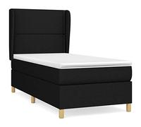 Eleganz Lit à sommier tapissier, avec matelas 90 x 200 cm, housse en tissu noir, hauteur réglable et orthopédique pour un sommeil réparateur, essentiels de chambre à coucher modernes
