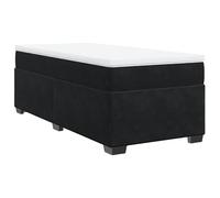 Eleganz Lit à sommier tapissier avec matelas 90 x 200 cm, housse en velours noir, système de sommeil de luxe pour hôtels et hôtellerie, durable et respirant, parfait pour les petits espaces