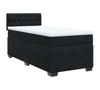 Eleganz Lit à sommier tapissier avec matelas 90 x 200 cm - Housse en velours noir - Système de sommeil de luxe pour un sommeil réparateur - Idéal pour la chambre à coucher