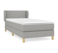 Eleganz Lit à sommier tapissier avec matelas 90 x 200 cm - Tissu gris clair - Système de sommeil confortable pour un sommeil réparateur, idéal pour les petits espaces