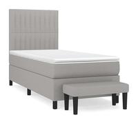 Eleganz Lit à sommier tapissier avec matelas 90 x 200 cm - Tissu gris clair - Système de sommeil confortable pour chambre à coucher, durable et élégant - Ergonomie parfaite pour un sommeil réparateur