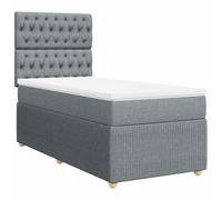 Eleganz Lit à sommier tapissier avec matelas 90 x 200 cm - Tissu gris clair - Système de sommeil moderne pour un sommeil réparateur - Peu encombrant et durable