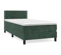 Eleganz Lit à sommier tapissier avec matelas 90 x 200 cm, vert foncé, housse en velours pour un sommeil réparateur, lit confortable avec matelas de qualité supérieure pour chambre à coucher