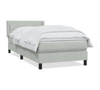Eleganz Lit à sommier tapissier, avec matelas, 90 x 220 cm, gris clair, en velours, système de couchage moderne pour chambre à coucher, confortable et offrant un bon soutien, idéal pour les petits