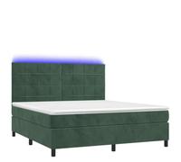 Eleganz Lit à sommier tapissier avec matelas et 160 x 200 cm - Housse en velours vert foncé | Lit de chambre moderne avec éclairage | Confort de qualité supérieure pour un sommeil réparateur