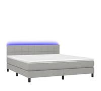 Eleganz Lit à sommier tapissier avec matelas et 180 x 200 cm, gris clair, lit en tissu moderne, avec éclairage, pour chambre à coucher, confort et espace de rangement