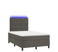 Eleganz Lit à sommier tapissier avec matelas et éclairage, 120 x 190 cm, tissu velours gris foncé, design moderne de chambre pour un sommeil réparateur, peu encombrant pour les petits espaces