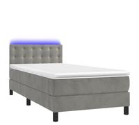 Eleganz Lit à sommier tapissier avec matelas et gris clair, 90 x 190 cm, lit en velours moderne, pour chambre à coucher, peu encombrant avec lumière de luxe