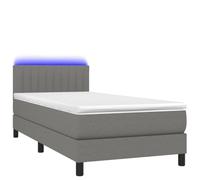 Eleganz Lit à sommier tapissier avec matelas et gris foncé, 90 x 200 cm, lit en tissu moderne, solution de rangement pour chambre à coucher, confort et espace de rangement