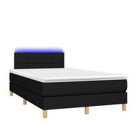 Eleganz Lit à sommier tapissier, avec matelas et tissu noir, 120 x 200 cm, système de couchage moderne avec éclairage pour un sommeil réparateur, idéal pour la chambre à coucher