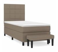 Eleganz Lit à sommier tapissier avec matelas taupe, 90 x 190 cm, housse en tissu, confort pour chambre à coucher et chambre d'amis, durable et respirant, soutien parfait pour un sommeil réparateur