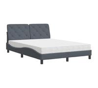 Eleganz Lit avec matelas 140 x 200 cm en velours gris foncé - Ensemble de chambre moderne pour adultes - Durable et confortable - Confort de qualité supérieure pour un sommeil réparateur