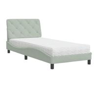 Eleganz Lit avec matelas - 80 x 200 cm - En velours gris clair - Ensemble de chambre moderne pour les petits espaces - Durable et confortable - Avec housse de qualité supérieure - Design élégant pour