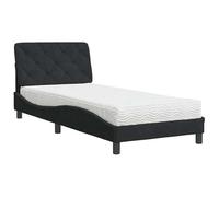 Eleganz Lit avec matelas 90 x 200 cm - Housse en velours noir - Essentiel moderne pour chambre à coucher - Grand confort et durabilité - Idéal pour les petits espaces