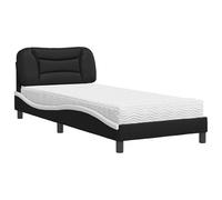 Eleganz Lit avec matelas Hvar 90 x 200 cm - Lit moderne en cuir synthétique noir et blanc pour chambre à coucher, peu encombrant et durable, idéal pour les petits espaces