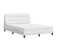 Eleganz Lit avec matelas Hvar blanc 140 x 200 cm en cuir synthétique - Lit moderne pour chambre à coucher avec revêtement en cuir synthétique de qualité supérieure, idéal pour les petits espaces et