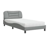 Eleganz Lit avec matelas Hvar gris clair 100 x 200 cm - En tissu - Système de couchage moderne pour les petites pièces et les chambres d'amis, confortable et peu encombrant