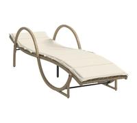 Eleganz Lit de jardin - Chaise longue en rotin synthétique avec coussin - Beige - 60 x 199 x 42 cm - Acier revêtu par pulvérisation - Durable et résistant aux intempéries - Idéal pour terrasse et