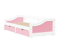 Eleganz Lit de jour, avec 2 tiroirs, 90 x 200 cm, blanc/rose, peu encombrant, avec espace de rangement, idéal pour les petites pièces et les chambres d'enfants, durable et élégant