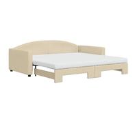 Eleganz Lit de jour extensible avec matelas crème 100 x 200 cm - Housse en tissu - Peu encombrant pour chambre d'amis et chambre d'enfant, confortable et durable