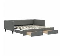 Eleganz Lit de jour extensible avec tiroirs, 100 x 200 cm, lit en tissu gris foncé moderne, pour chambre d'hôtes et jeunes enfants, peu encombrant avec espace de rangement