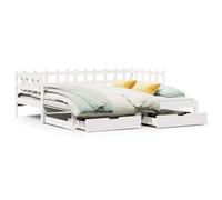 Eleganz Lit de jour extensible avec tiroirs - Blanc - 80 x 200 cm - Lit d'enfant ou lit d'appoint peu encombrant avec espace de rangement pour les petits espaces - Sans matelas