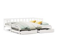 Eleganz Lit de jour extensible avec tiroirs, blanc, 80 x 200 cm, lit peu encombrant avec espace de rangement pour chambre d'hôtes et chambre d'enfant, sans matelas