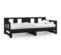 Eleganz Lit de jour, extensible, en pin massif, 90 x 190 cm, 2 en 1, pour enfant et invité, peu encombrant et stable, pour les petits espaces, noir