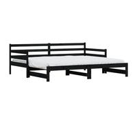 Eleganz Lit de jour extensible noir 80 x 200 cm en pin massif - Lit d'enfant et lit d'appoint en un seul - Peu encombrant pour les petits espaces, durable et élégant