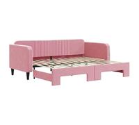 Eleganz Lit de jour extensible rose 90 x 200 cm en velours - Lit enfant confortable avec espace de rangement, peu encombrant pour les petits espaces, housse en velours de qualité supérieure pour un