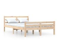 Eleganz Lit double en pin massif 135 x 190 cm - Lit mezzanine stable pour adulte - Bois naturel pour chambre à coucher - Durable et sans substances nocives