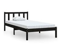 Eleganz Lit en bois de pin massif, 100 x 200 cm, meuble de chambre à coucher, en bois de pin noir, durable et stable, aspect naturel pour un intérieur moderne