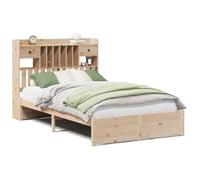 Eleganz Lit en bois de pin massif 135 x 190 cm avec étagère, cadre de lit durable, sans matelas, idéal pour la chambre à coucher et la chambre d'hôtes, design naturel pour un sommeil réparateur