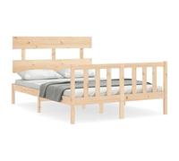 Eleganz Lit en bois de pin massif 140 x 200 cm - Cadre de lit robuste sans matelas pour chambre à coucher, design naturel et durable, parfait pour les petits espaces