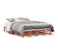 Eleganz Lit en bois de pin massif - 140 x 200 cm - Sans matelas - Marron ciré naturel - Durable et stable - Pour chambre à coucher - Design écologique pour un sommeil réparateur