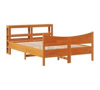 Eleganz Lit en bois de pin massif 150 x 200 cm avec tête de lit, marron ciré naturel, pour chambre à coucher, durable et élégant, ergonomie parfaite pour un sommeil réparateur