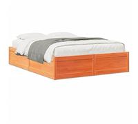 Eleganz Lit en bois de pin massif - 150 x 200 cm - Marron cire - Lit élégant et durable pour chambre à coucher - Sans matelas - Design naturel pour un sommeil réparateur