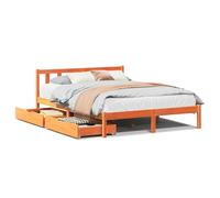 Eleganz Lit en bois de pin massif, 150 x 200 cm, marron ciré naturel, pour chambre à coucher, chambre d'amis, durable et stable, ergonomie parfaite pour un sommeil réparateur
