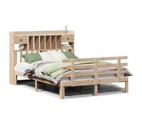 Eleganz Lit en bois de pin massif 160 x 200 cm avec étagère - Lits en bois durable pour chambre à coucher, solution de rangement et aspect naturel