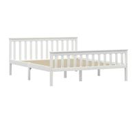 Eleganz Lit en bois de pin massif, 160 x 200 cm, blanc, pour chambre à coucher, durable et stable, design naturel pour un sommeil réparateur