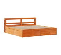 Eleganz Lit en bois de pin massif, 200 x 200 cm, avec tête de lit, marron ciré naturel, durable et stable, ergonomie parfaite pour un sommeil réparateur
