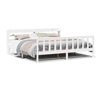 Eleganz Lit en bois de pin massif, 200 x 200 cm, blanc, élégant et durable, sans matelas, pour chambre à coucher, écologique et robuste