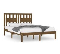 Eleganz Lit en bois de pin massif - 200 x 200 cm - Marron miel - Lit naturel et durable pour chambre à coucher - Construction stable pour un sommeil réparateur
